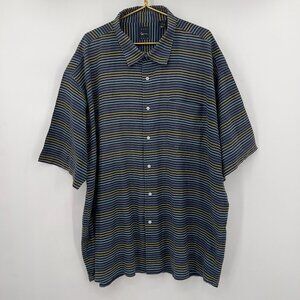 Kani Gold  Big & Tall Blue Multicolor Stripe Button-Up Shirt Men’s Size 5X